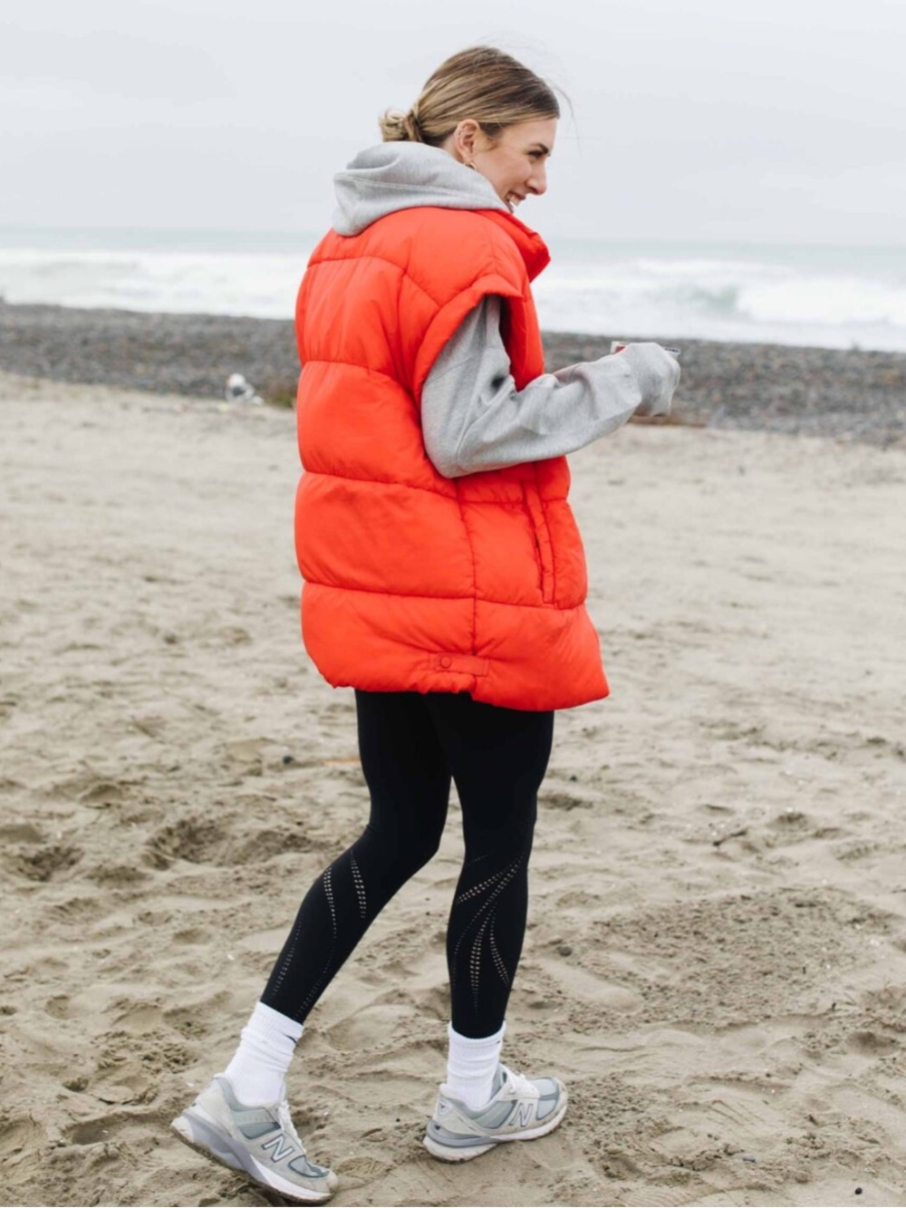 FP Movement In A Bubble Puffer Vest. Orange. XS. Oversized.